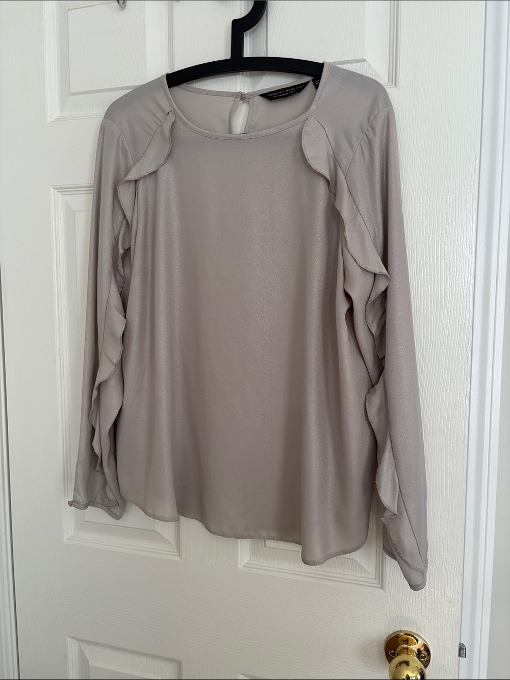 Dorothy Perkins Taupe Ruffle Long-Sleeve Blouse